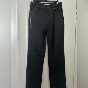 Zara Black Leather High Rise Women Jeans